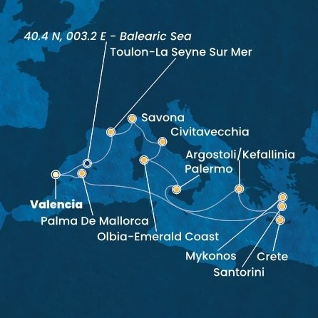 Španielsko, Grécko, Taliansko, Francúzsko z Valencie na lodi Costa Pacifica