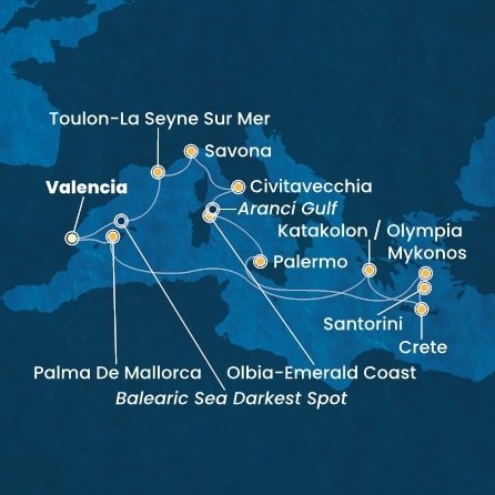 Španielsko, Grécko, Kréta, Taliansko, Francúzsko z Valencie na lodi Costa Pacifica