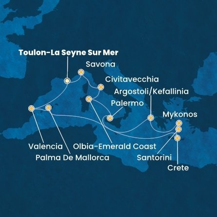Francúzsko, Španielsko, Grécko, Taliansko z Toulonu na lodi Costa Pacifica