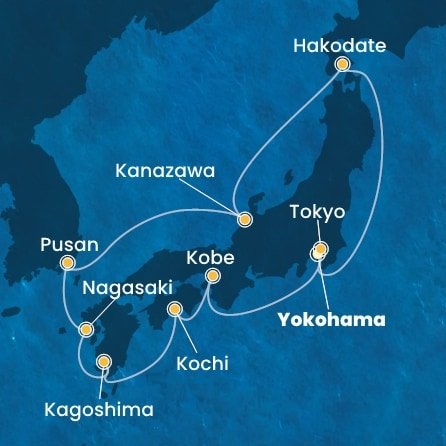 Japonsko, Južná Kórea z Yokohami na lodi Costa Serena