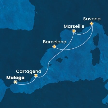 Španielsko, Francúzsko, Taliansko z Málagy na lodi Costa Diadema