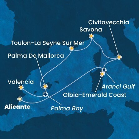 Španielsko, Taliansko, Francúzsko z Alicante na lodi Costa Pacifica