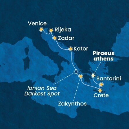 Grécko, Čierna Hora, Chorvátsko, Taliansko z Pirea na lodi Costa Deliziosa