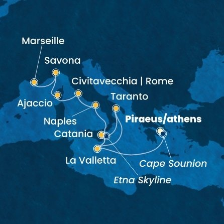 Grécko, Malta, Taliansko, Francúzsko z Pirea na lodi Costa Serena