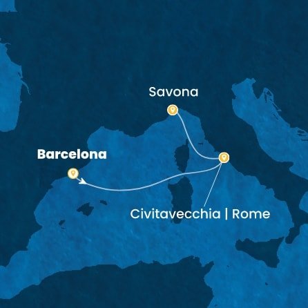 Španielsko, Taliansko z Barcelony na lodi Costa Smeralda