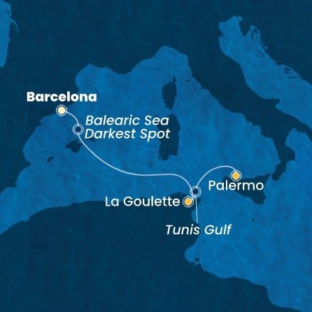 Španielsko, Tunisko, Taliansko z Barcelony na lodi Costa Smeralda