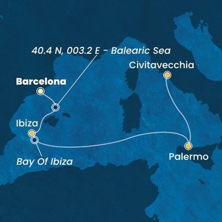 Španielsko, Taliansko z Barcelony na lodi Costa Toscana