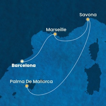 Španielsko, Francúzsko, Taliansko z Barcelony na lodi Costa Diadema