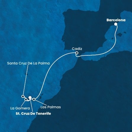 Španielsko, La Gomera z Barcelony na lodi Costa Fortuna