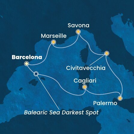 Španielsko, Taliansko, Francúzsko z Barcelony na lodi Costa Smeralda
