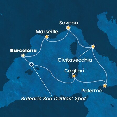 Španielsko, Taliansko, Francúzsko z Barcelony na lodi Costa Pacifica