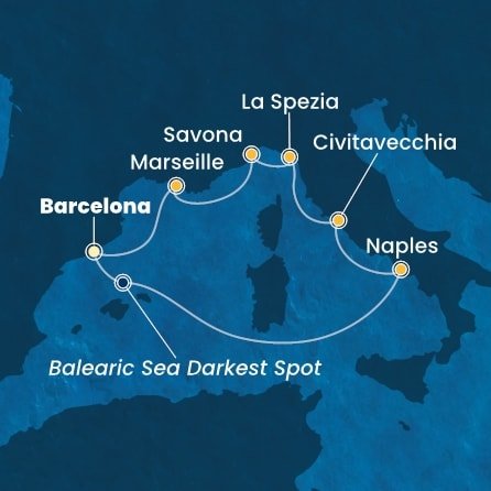 Španielsko, Taliansko, Francúzsko z Barcelony na lodi Costa Toscana