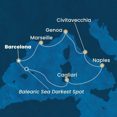 Španielsko, Taliansko, Francúzsko z Barcelony na lodi Costa Smeralda