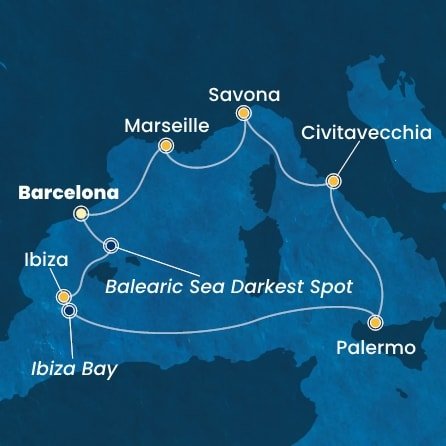Španielsko, Taliansko, Francúzsko z Barcelony na lodi Costa Toscana
