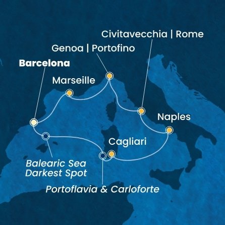Španielsko, Taliansko, Francúzsko z Barcelony na lodi Costa Smeralda
