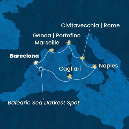 Španielsko, Taliansko, Francúzsko z Barcelony na lodi Costa Smeralda