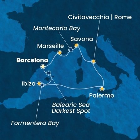 Španielsko, Taliansko, Francúzsko z Barcelony na lodi Costa Toscana