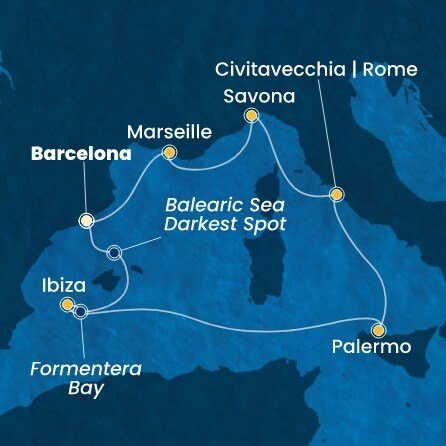 Španielsko, Taliansko, Francúzsko z Barcelony na lodi Costa Toscana