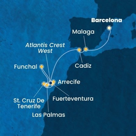 Španielsko, Portugalsko, z Lanzarote z Barcelony na lodi Costa Smeralda