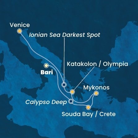 Taliansko, Grécko z Bari na lodi Costa Deliziosa