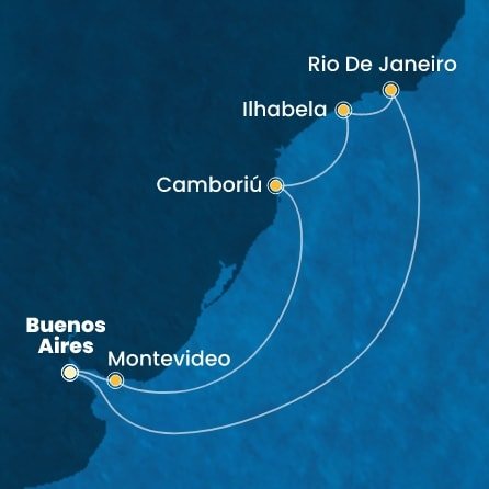 Argentína, Uruguaj, Brazília z Buenos Aires na lodi Costa Favolosa