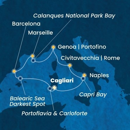 Taliansko, Francúzsko, Španielsko z Cagliari na lodi Costa Smeralda