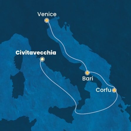 Taliansko, Grécko z Civitavechie na lodi Costa Deliziosa