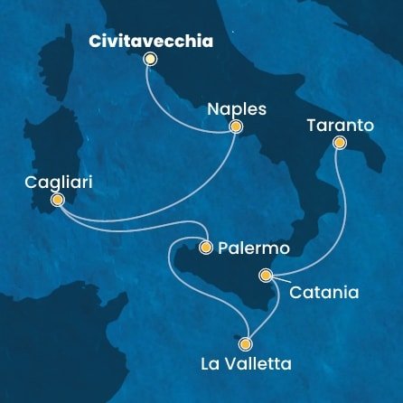 Taliansko, Malta z Civitavechie na lodi Costa Serena