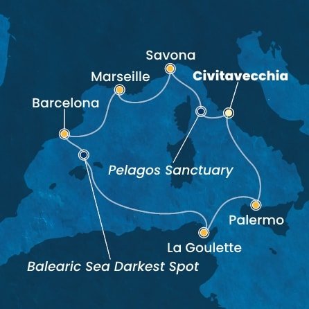 Taliansko, Francúzsko, Španielsko, Tunisko z Civitavechie na lodi Costa Toscana