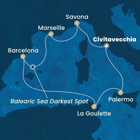 Taliansko, Francúzsko, Španielsko, Tunisko z Civitavechie na lodi Costa Pacifica