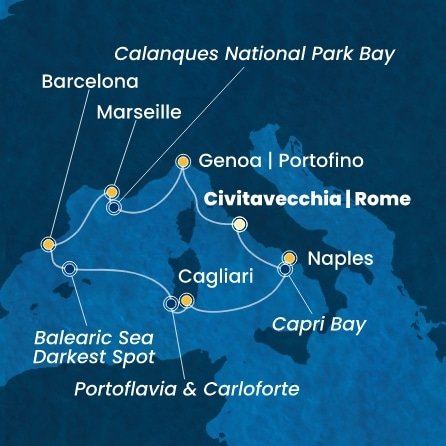 Taliansko, Francúzsko, Španielsko z Civitavechie na lodi Costa Smeralda