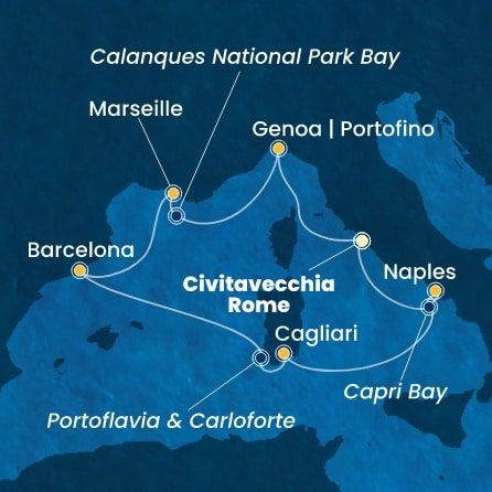 Taliansko, Francúzsko, Španielsko z Civitavechie na lodi Costa Smeralda