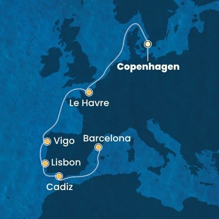 Dánsko, Francie, Španielsko, Portugalsko z Kodane na lodi Costa Diadema