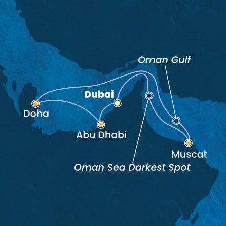 Spojené arabské emiráty, Omán, Katar z Dubaja na lodi Costa Smeralda