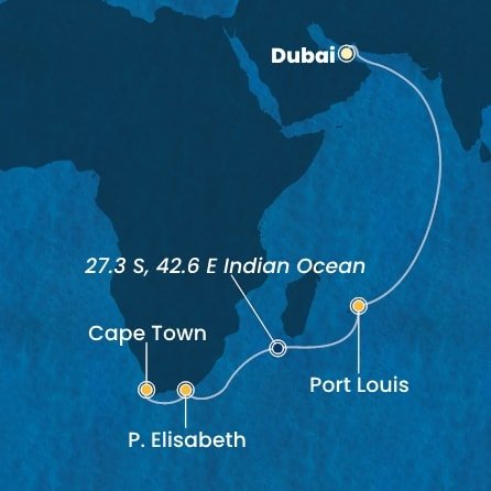 Spojené arabské emiráty, Maurícius, Juhoafrická republika z Dubaja na lodi Costa Smeralda
