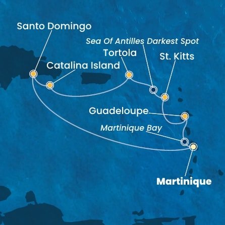 Martinik, Guadeloupe, Svätý Krištof a Nevis, Britské Panenské ostrovy, Dominikánska republika z Fort de France na lodi Costa Favolosa