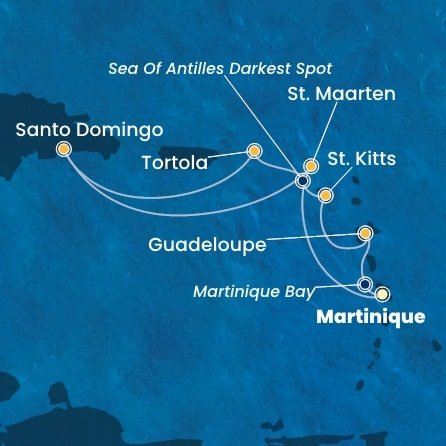 Martinik, Guadeloupe, Svätý Krištof a Nevis, Britské Panenské ostrovy, Dominikánska republika, Svatý Martin z Fort de France na lodi Costa Favolosa