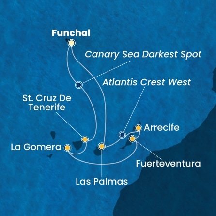 Portugalsko, Španielsko, La Gomera z Funchalu na lodi Costa Fortuna
