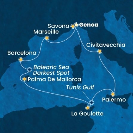 Taliansko, Francúzsko, Španielsko, Tunisko z Janova na lodi Costa Toscana