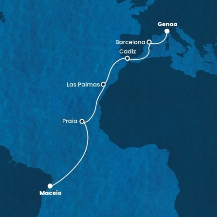 Taliansko, Španielsko, Kapverdy, Brazília z Janova na lodi Costa Diadema