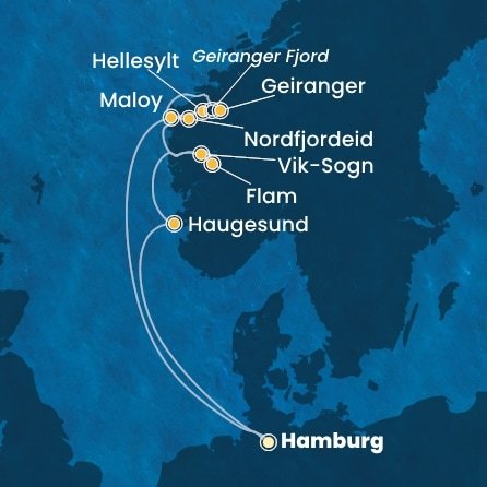 Nemecko, Nórsko z Hamburgu na lodi Costa Favolosa
