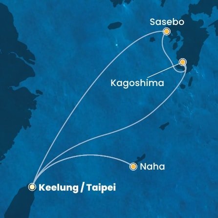 Tchaj-wan, Japonsko z Keelungu (Taipeje) na lodi Costa Serena