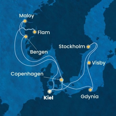 Nemecko, Dánsko, Nórsko, Poľsko, Švédsko z Kielu na lodi Costa Diadema