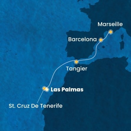 Španielsko, Maroko, Francúzsko z Las Palmas na lodi Costa Smeralda