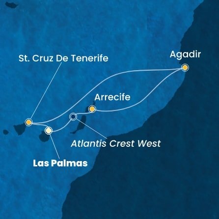 Španielsko, Maroko, z Lanzarote z Las Palmas na lodi Costa Smeralda