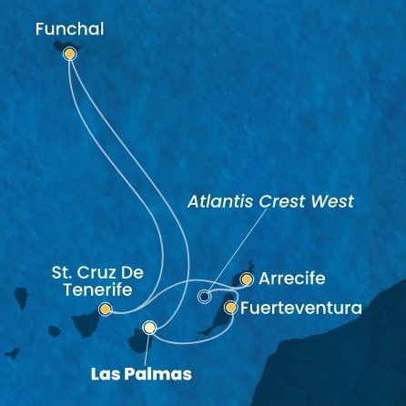 Španielsko, Portugalsko, z Lanzarote z Las Palmas na lodi Costa Smeralda