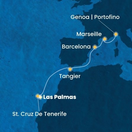Španielsko, Maroko, Francúzsko, Taliansko z Las Palmas na lodi Costa Smeralda