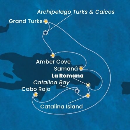 Dominikánska republika, Veľká Británia z La Romany na lodi Costa Pacifica