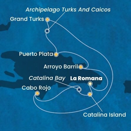 Dominikánska republika, Veľká Británia z La Romany na lodi Costa Fascinosa