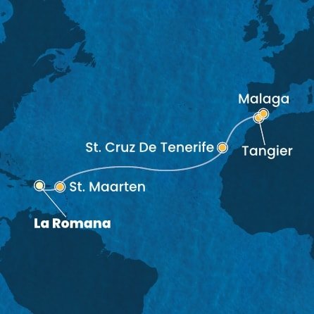 Dominikánska republika, Svatý Martin, Španielsko, Maroko z La Romany na lodi Costa Fascinosa